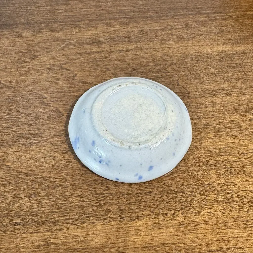 Vintage Ceramic Butter Pat Dish Small Dipping Sauce Bowl Blue & White 2